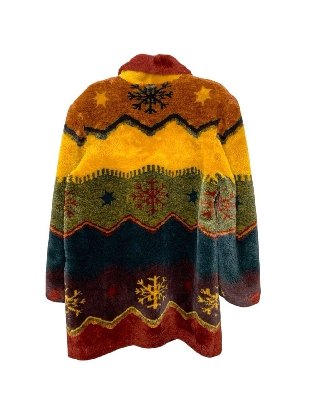 Vintage 90s Teddy Jacket Coat Mid Length Sz M Oversized Green Brown Cozy Plush - Picture 2 of 14